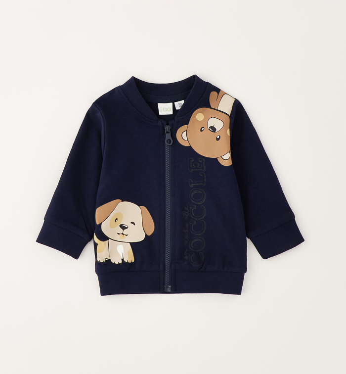 detail Chlapecká kojenecká mikina se zipem tmavě modrá IDO