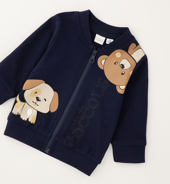 detail Chlapecká kojenecká mikina se zipem tmavě modrá IDO