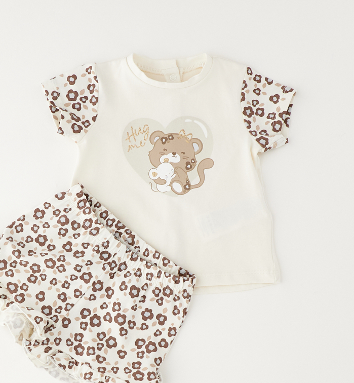 detail Dívčí letní set tričko a kraťasy leopard IDO