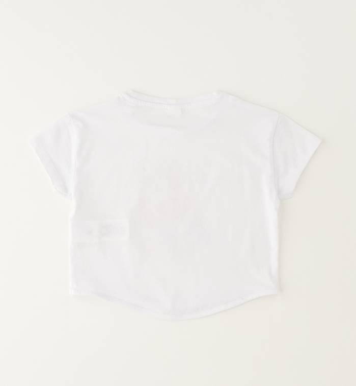 detail Dívčí bílé tričko s potiskem zmrzliny a mašlí IDO