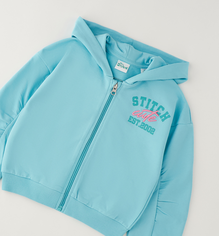 detail Dívčí mikina na zip s kapucí Disney Lilo & Stitch IDO