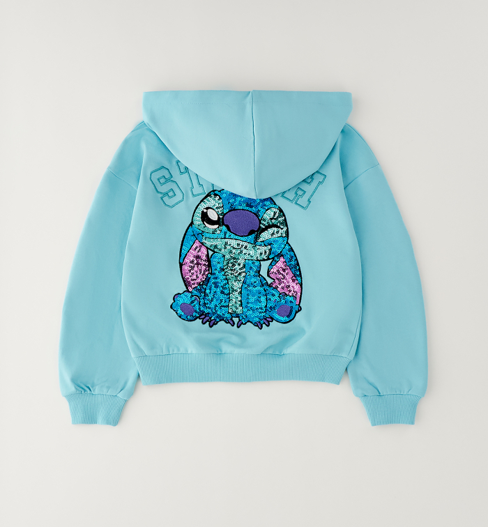 detail Dívčí mikina na zip s kapucí Disney Lilo & Stitch IDO