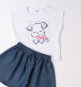 preview Dívčí letní set tričko s pejskem a džínová sukně IDO