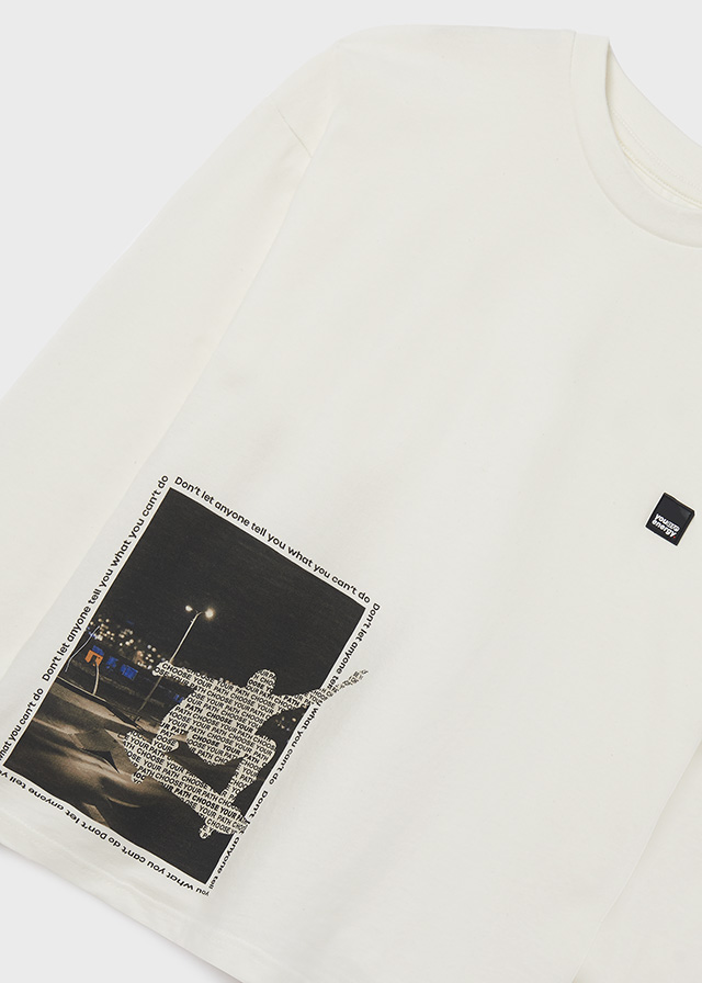 detail T-shirt with long sleeves with a skate motif for a boy ECOFRIENDS