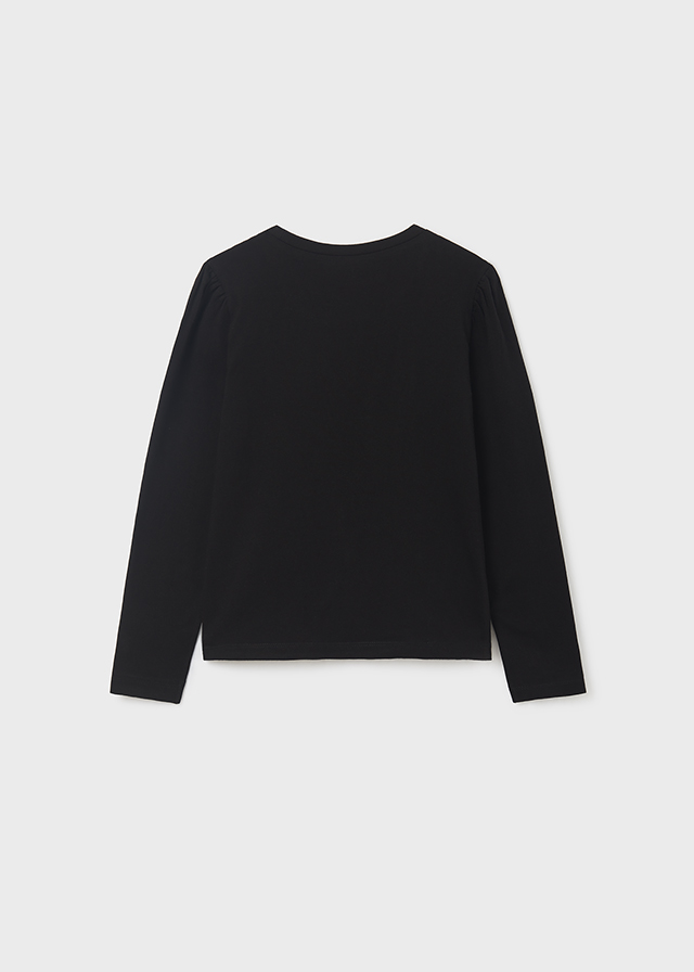 detail Long-sleeved T-shirt with an application for a girl