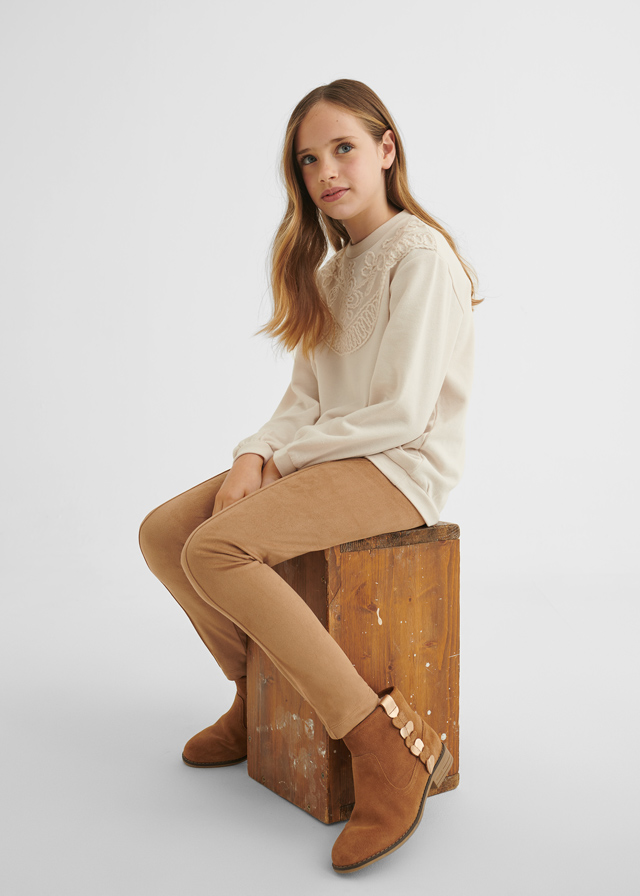 detail Faux suede leggings for girls