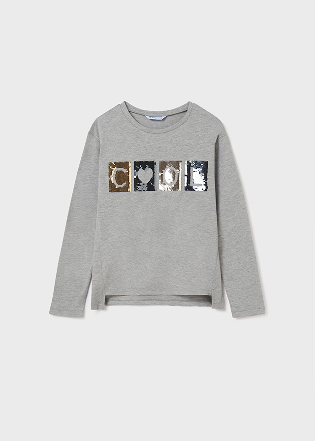 detail Long-sleeved t-shirt with a print for a girl