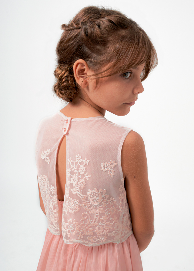 detail Girls' combined embroidered dress
