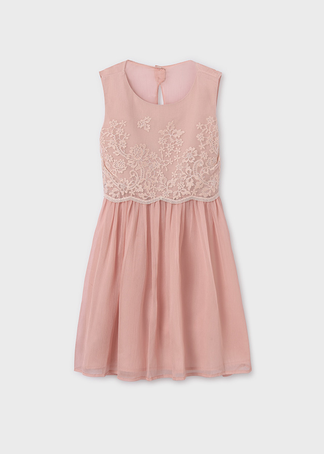 detail Girls' combined embroidered dress