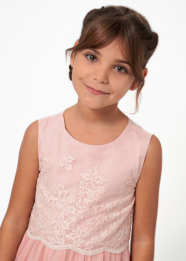 detail Girls' combined embroidered dress