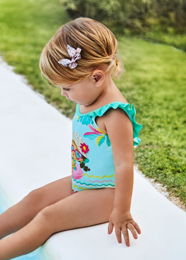 detail Baby print ruffle swimsuit