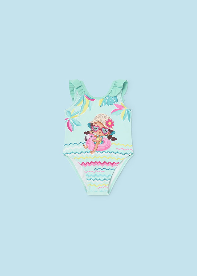 detail Baby print ruffle swimsuit