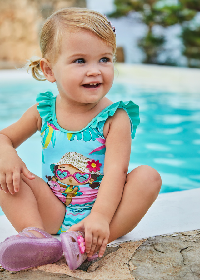 detail Baby print ruffle swimsuit
