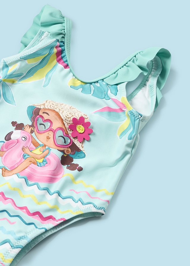detail Baby print ruffle swimsuit