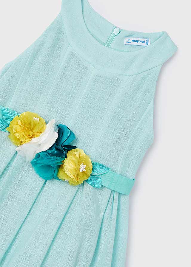 detail Girls' dress with floral belt