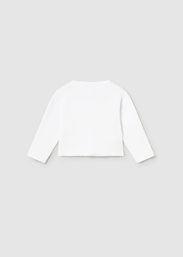 detail Dětský dívčí pletený kardigan s mašličkami, bílý MAYORAL