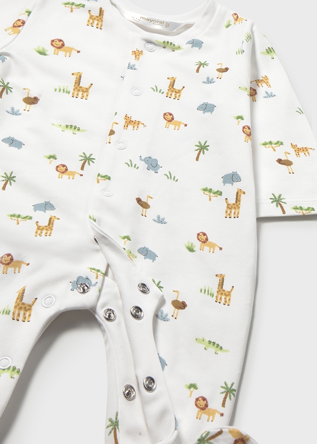 detail Kojenecký unisex set overalů se safari zvířaty MAYORAL