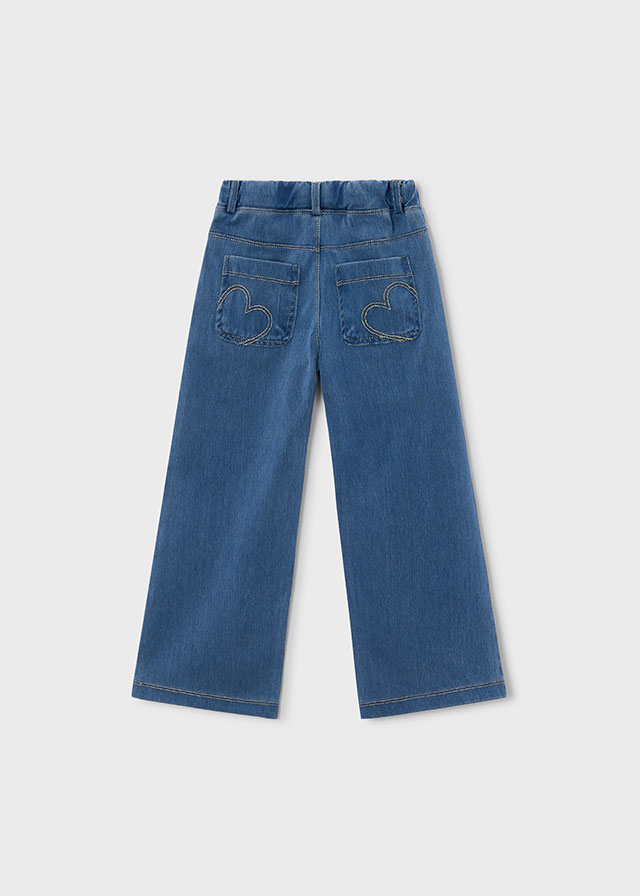 detail Dívčí široké džíny z modrého denimu s pružným pasem MAYORAL