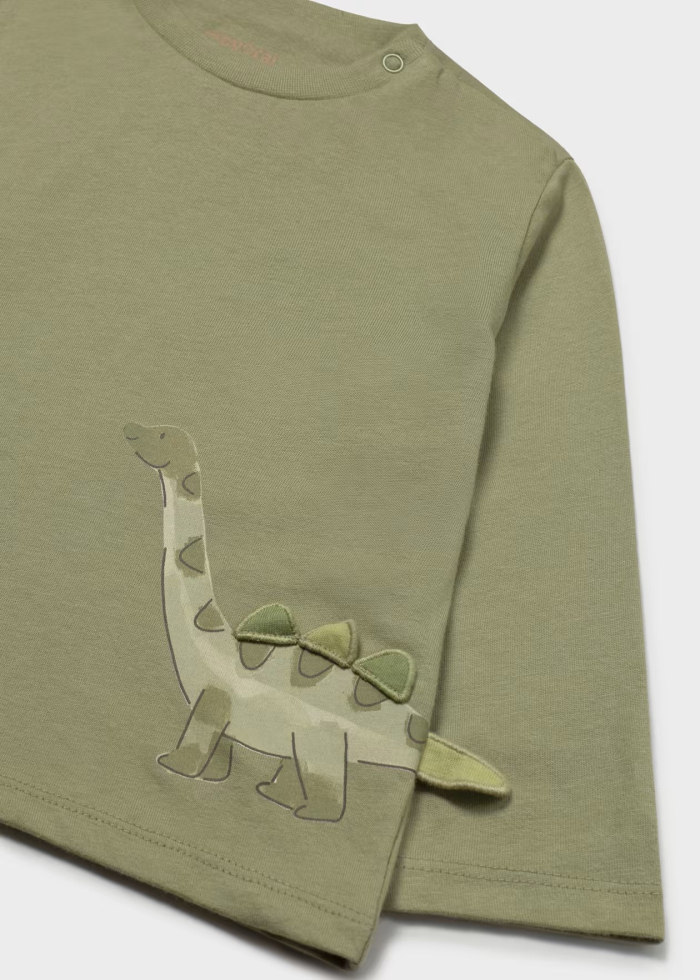 detail Chlapecké zelené tričko s dlouhým rukávem a dinosaury MAYORAL