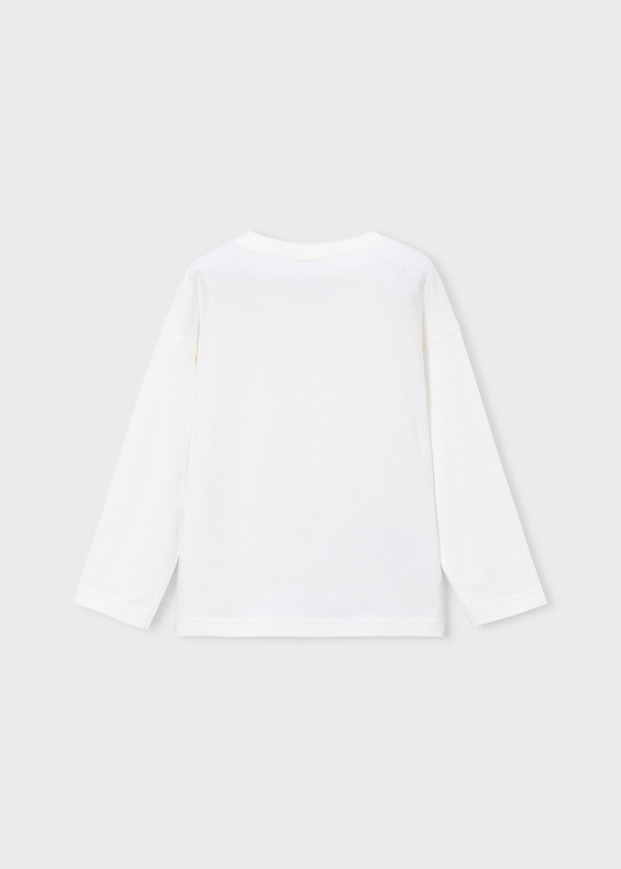 detail Chlapecké bílé tričko s dlouhým rukávem a komiksovou postavičkou MAYORAL