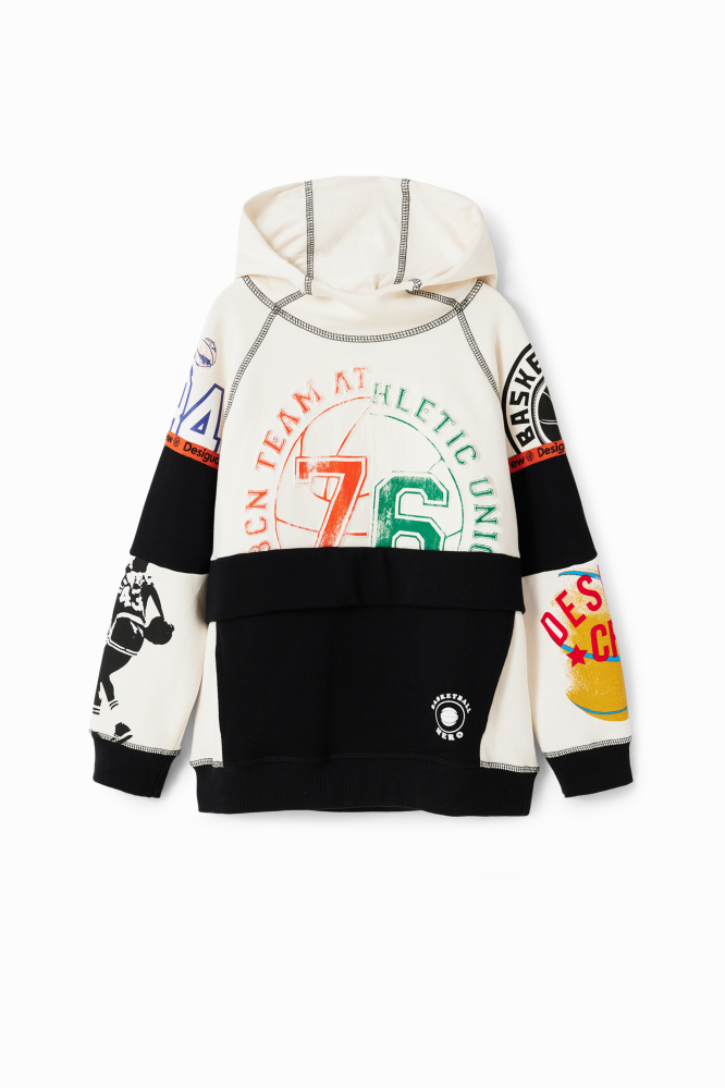 detail Chlapecká volná mikina s kapucí s různými potisky ve sportovním stylu DESIGUAL