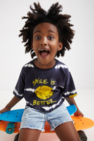 Dívčí volné zkrácené tričko s potiskem Smiley DESIGUAL
