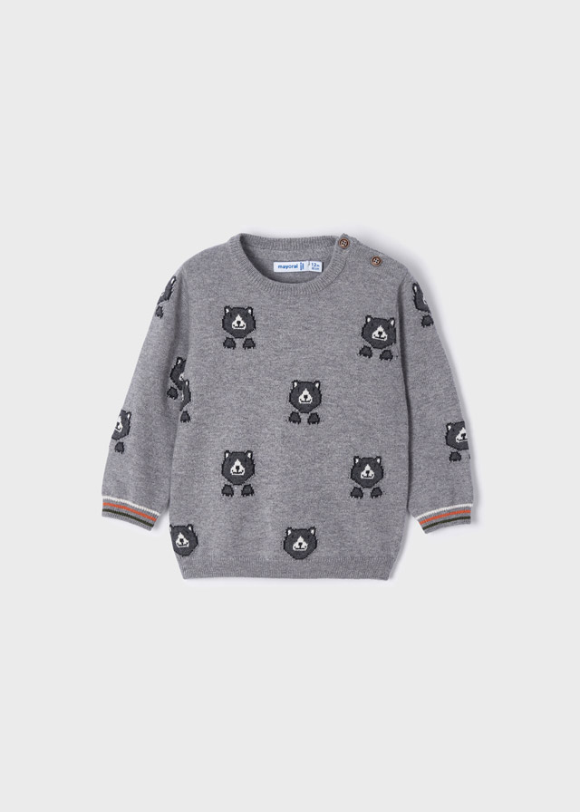 detail Jacquard sweater with teddy bears for babies