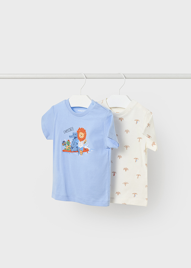 detail Bavlněné tričko s krátkým rukávem pro chlapce - set 2ks MAYORAL