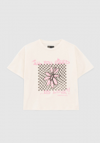 Dívčí tričko z organické bavlny s květinovým potiskem IKKS