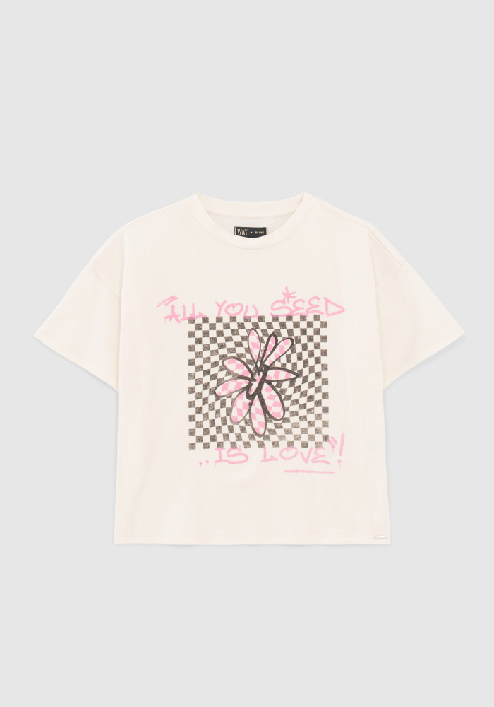 detail Dívčí tričko z organické bavlny s květinovým potiskem IKKS