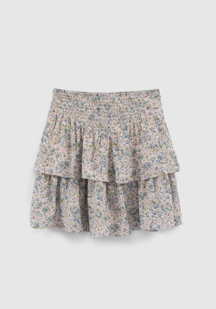 detail Dívčí sukně LENZING™ ECOVERO™ s fialovým květinovým potiskem IKKS