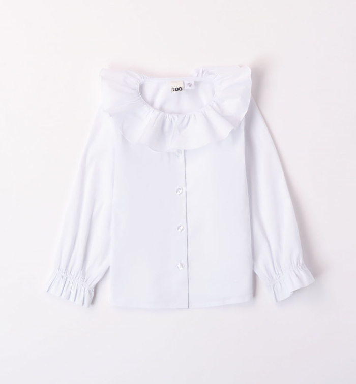 detail Dívčí elegantní košile ze strečového bavlněného popelínu s volány IDO