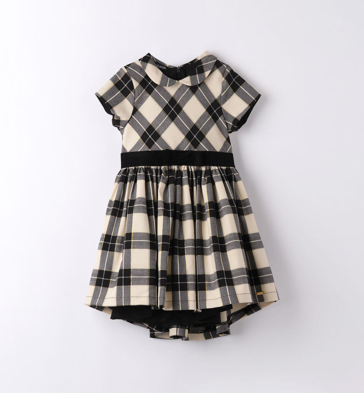 Elegant checked dress with a bow for girls