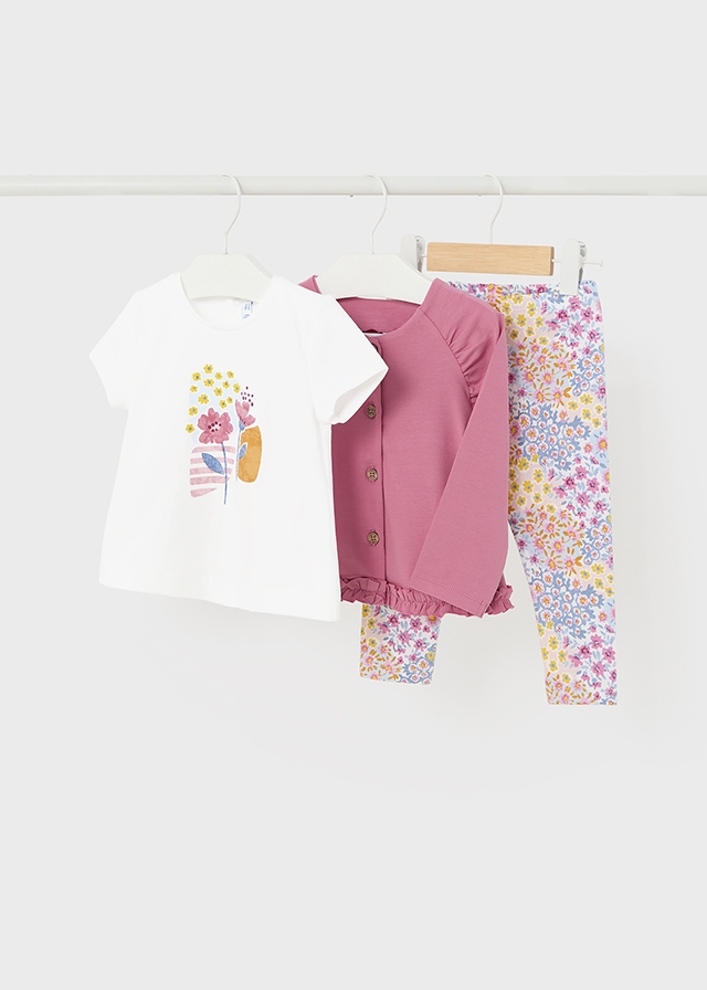 Dětská dívčí souprava - tričko, leginy a svetr MAYORAL