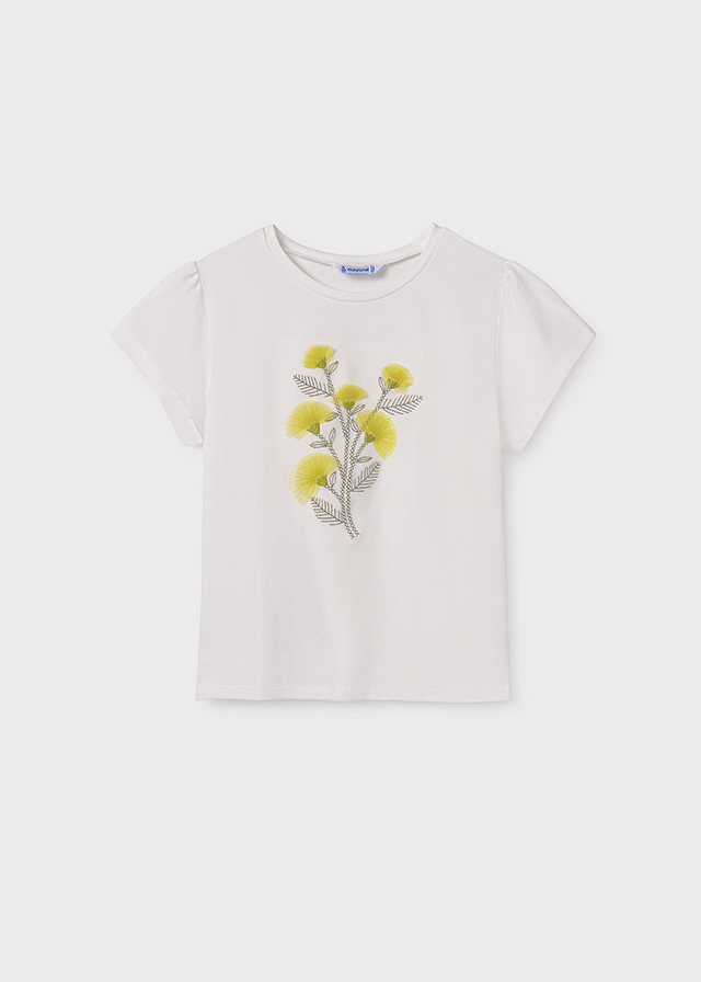 Girls' embroidered flower T-shirt