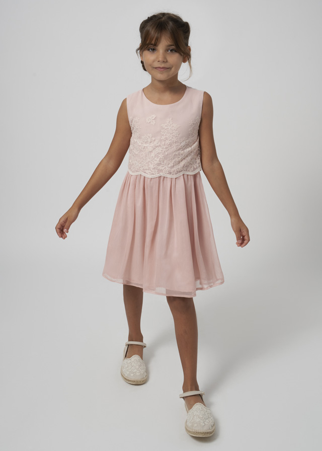 Girls' combined embroidered dress