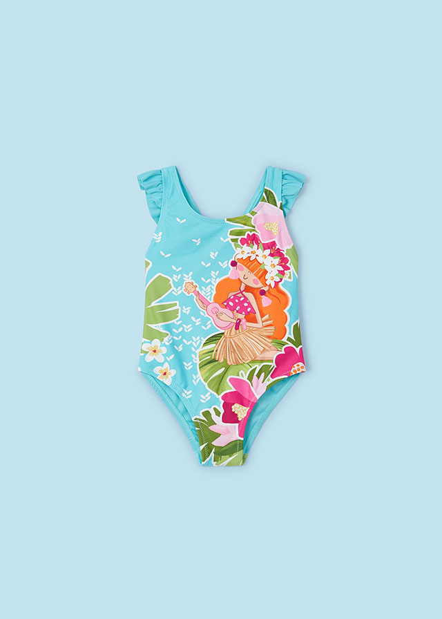 Girls' print swim suit
