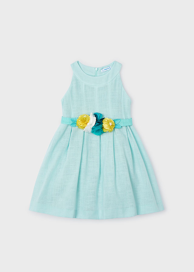 Girls' dress with floral belt