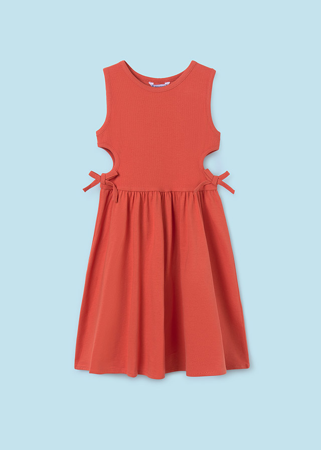 Girls' rib knit cut out dress