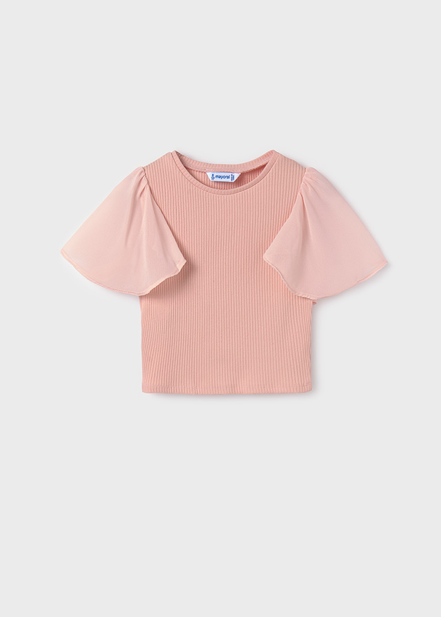 Girls' combined ribbed T-shirt