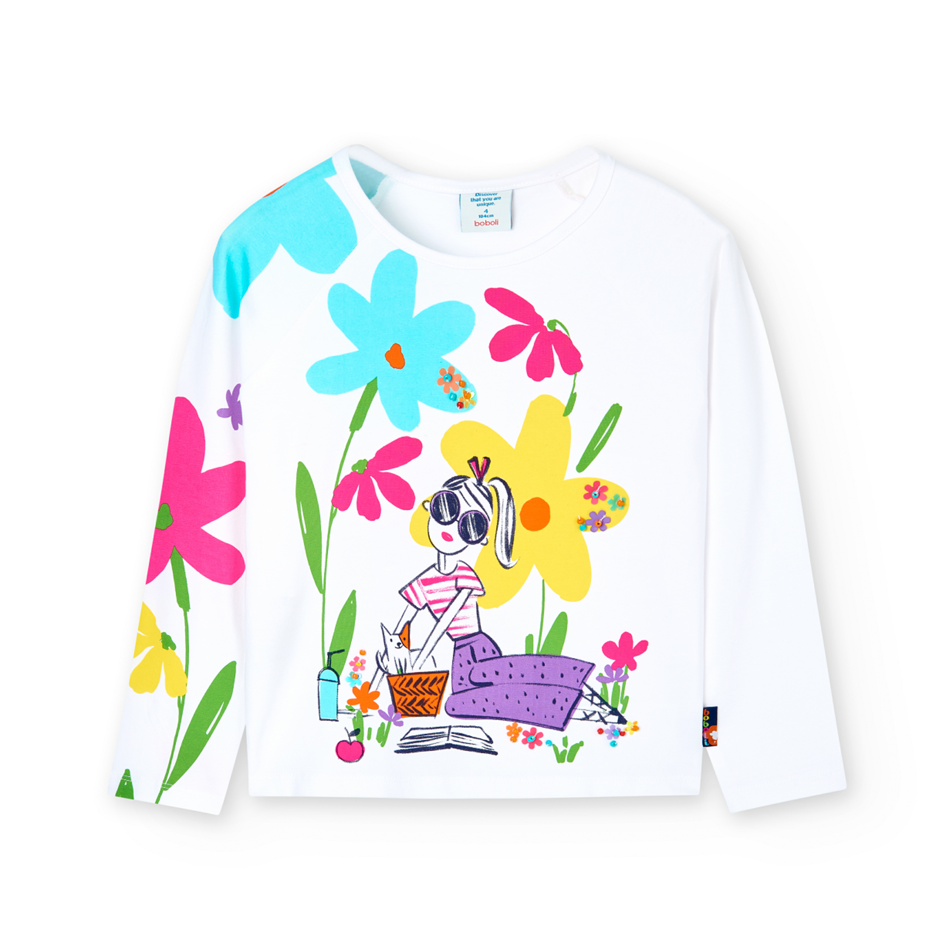 Dívčí tričko s potiskem květin BOBOLI