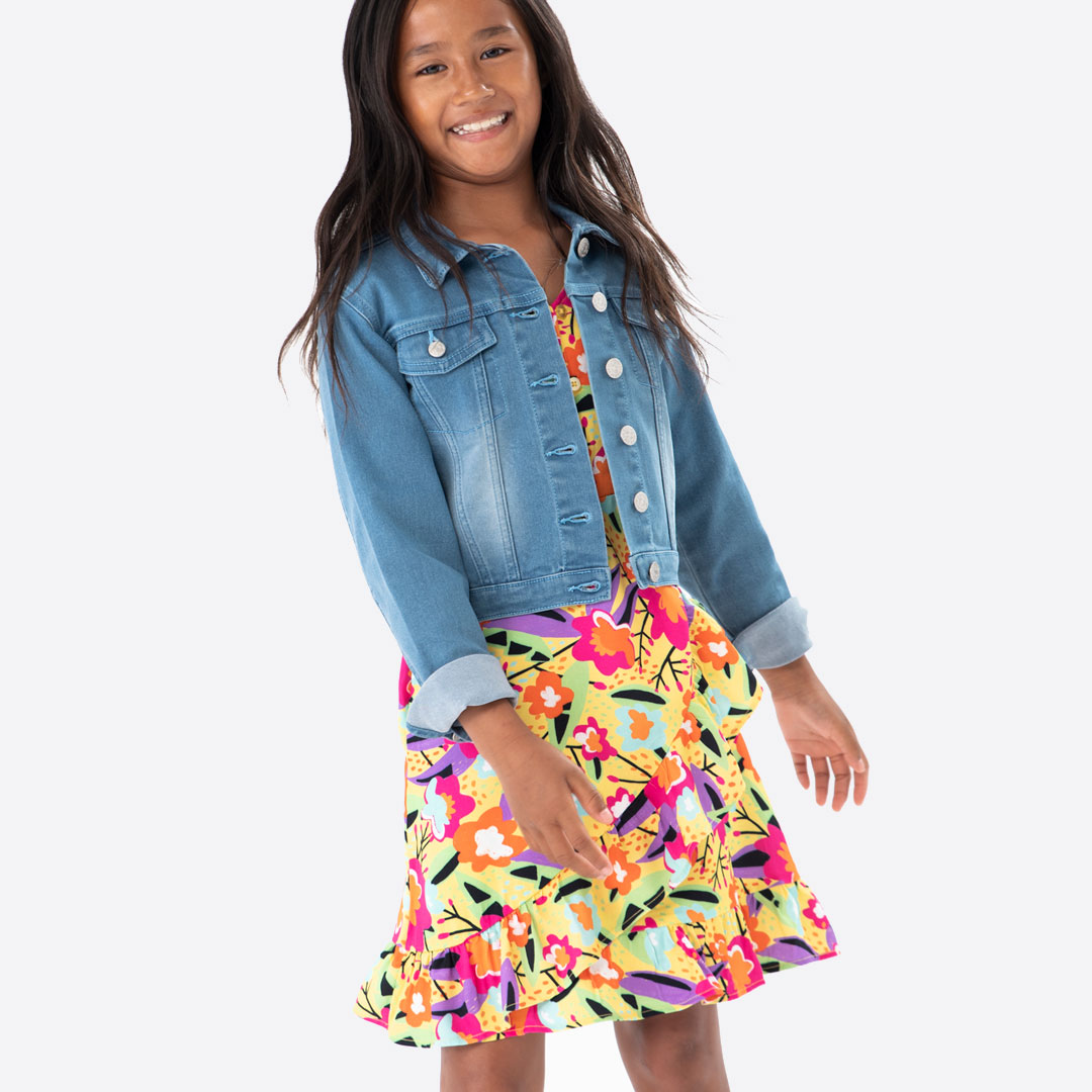 Dívčí viskózové šaty s květinovým vzorem BOBOLI